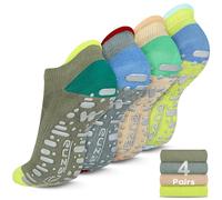 Muezna Non Slip Yoga Socks for Women, Anti-Skid Pilates, Barre, Hospital Socks with Grips, Size 5-10