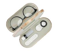 Muf 2 in 1 Contact Lens Case and Glasses Case,Double Sided Dual Use Design,Leak Proof & Portable,Tweezer and Contact Lens Solution Bottle Included for Travel Kit(Red Marble)