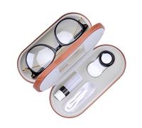 Muf 2 in 1 Contact Lens Case and Glasses Case,Double Sided Dual Use Design,Leak Proof & Portable,Tweezer and Contact Lens Solution Bottle Included for Travel Kit(Walnut Wood)