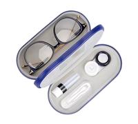 Muf 2 in 1 Contact Lens Case and Glasses Case,Double Sided Dual Use Design,Leak Proof & Portable,Tweezer and Contact Lens Solution Bottle Included for Travel Kit(Blue)