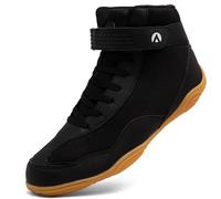 Mufanton Wrestling Shoes for Men Boxing Shoes for Fighting Non-Slip Robust Training Powerlifting Bodybuilding Boots Weightlifting,Black Yellow,UK12.5