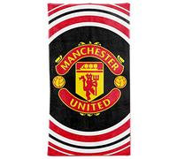MUFC Official Manchester United Crest Beach Towel (100% Cotton-70cm x 140cm)