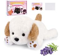 MUFEIRUO White Dog Stuffed Animals,10 in White Dog Plush Stuffed Animals,Heatable Puppy Plushie Doll Toys,Microwavable Plushie for Boys Girls