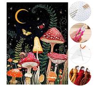 MUFEKUM Cross Stitch Kits for Adults, Vivid Mushroom Butterfly Pattern Stamped Cross Stitch Kits with Needles Scissor Threaders, 11CT Printed Cross Stitch Kit for Home Wall Decor (14"x18")