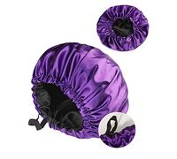 MUFEKUM Women's Purple Satin Sleep Cap, Adjustable, Medium Size, EU/DE, Double Sided, Large, Casual, For Sleeping, Face Washing, Makeup Application, Showering, Housework