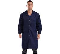 Mufeng Adult Long Sleeve Lab Coats Notched Lapel Collar Button Down Jacktes Workshop Workwear Navy Blue 3XL/185