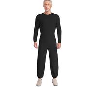 Mufeng Alzheimers Anti-strip Jumpsuit For Elderly Men Lightweight Romper Nursing Jumpsuit Pajama Long Sleeve Black L