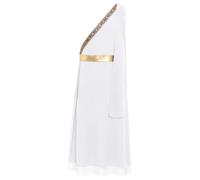 Mufeng Men's Ancient Greek Costume One Shoulder Sleeveless Toga Tunic Halloween Caesar Robe White L