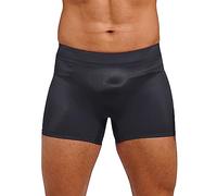 Mufeng Men's Glossy See Through Boxer Briefs Underwear Breathable Sheer Boxer Shorts Lingerie Dark Grey One Size