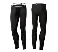 Mufeng Men's Ice Silky Athletic Bulge Pouch Leggings Stretchy Skinny Long Pants for Gyms Yoga Black M