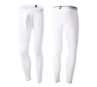 Mufeng Men's Ice Silky Athletic Bulge Pouch Leggings Stretchy Skinny Long Pants for Gyms Yoga White 3XL