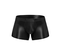 Mufeng Men's Nylon Underwear Boxer Briefs Glossy Silky Low Rise Underpants Swim Trunks Shorts Black XXL