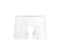 Mufeng Men's Semi See Through Cut Out Boxer Briefs Underwear Stretch Ice Silky Boyshorts Panties White One Size