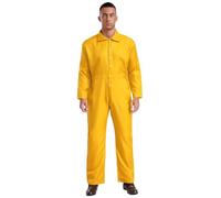 Mufeng Men's Wear Resistant Work Coveralls Turn-Down Collar Long Sleeve Work Overalls Jumpsuits Yellow XL