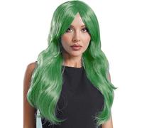Mufeng Women's Anime Cosplay Body Wave Wigs ide Parting Bangs Curly Long Hair Wigs Costume Mint Green One Size