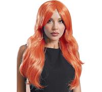 Mufeng Women's Anime Cosplay Body Wave Wigs ide Parting Bangs Curly Long Hair Wigs Costume Red One Size