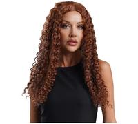 Mufeng Women's Long Curly Hair Synthetic Wigs Middle Part Kinky Afro Wigs for Halloween Cosplay Coffee One Size