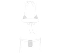 Mufeng Women's Mini Bikini Sets Halter Tiny Thong Bikini Latex Micro Triangle Bra with G-Strings Type B White One Size