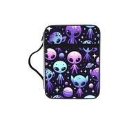 Muffin-Alien-Galaxies Bible Cover Case with Handle, Water-Resistant Oxford Fabric Bible Bag Organizer with Zipper Pockets for Church