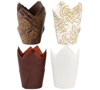 Muffin Cases for Baking, 200 Count Jumbo Muffin Papers, 5x8cm Baking Cups, Disposable Tulip Muffin Liners, Sturdy Paper Muffin Cases for Cupcakes and Desserts, 4 Colours