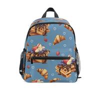 Muffin Croissant Heart Pattern Toddler Backpack, Boy Backpack Preschool Bag Kindergarten Schoolbag Nursery Travel Bag for Girl