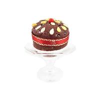 Muffin Lodge Dolls House Fruit Cake on Pedestal Stand Miniature Handmade Christmas Accessory