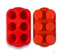 Muffin Tray Silicone Muffin tin deep Cupcake tin Yorkshire Pudding Tray Non Stick bakeware Mould Cupcake Mould Baking Tray Silicone Baking Mould Yorkshire Pudding (Red)