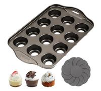 Muffin Trays 12 Cups Cake Tins for Baking, Mini Cheesecake Tin with Removable Bottom, Cupcake Tray Non-Stick Muffin Tin, Sweet Jelly Moulds Tart Quiche Cake Pan for Wedding Birthday Christmas
