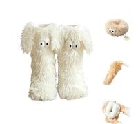 Muffle Friends Cozy Socks, Winter Kawaii Big Eyes Slipper Socks with Ears, Warm Fuzzy Non-slip Home Sock for Women (1Pcs-A)