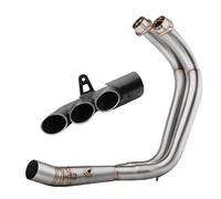 Muffler Exhaust For MT07 FZ07 XSR700 2014-2024 System Escape Slip Pipe Connect Double Three Hole Muffler Full Motorcycle Exhaust(Black-B)
