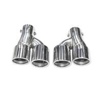 Muffler For BMW G20 G21 330i 325i 2020+ Muffler Tip Tailpipe 63mm Nozzle Quad Stainless Steel Carbon Fiber Car Exhaust Pipe Bumper tailpipes(Silver)