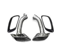 Muffler For BMW X6 E71 2009-2013 Upgraded V8 Engine Styling Exhaust Nozzle Muffler 1 Pair Square Tailpipes Bumper tailpipes(Silver A)
