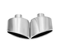 Muffler For RS3 RS4 RS5 A6 A7 Nozzle 1 PCS Oval Exhaust Tip Universal Car Slant Stainless Steel Muffler Bumper tailpipes(Silver)