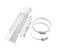 Muffler Heat Shield Cover, Universal Muffler Heat Shield, Exhaust Muffler Shield with Radiating Hole Design and 2 Adjustable Mounting Clamps, Suitable for Most of Motorcycles(Silver)