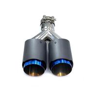 Muffler Tail Pipe 1 Piece Dual Matte Carbon Fiber Blue Stainless Steel Universal Exhaust Tip Double End Pipe For BMW Exhaust Tail Muffler Tip Pipe(63MM IN-76MM OUT)
