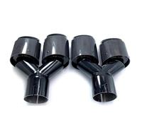 Muffler Tail Pipe 1Pair L R Universal Dual Glossy Black Automobile Exhaust Pipe Muffler Pipe Carbon Fiber Exhaust Tip Tail Pipe Exhaust Pipe Cap(63 IN 89 OUT)