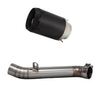 Muffler Tail Pipe Exhaust For Aprilia For RSV4 2009-2014 Motorcycle Exhaust Slip On Line Middle Link Adapter Pipe Connect Carbon Muffler(Black-A)