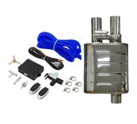 Muffler Tip 2.0" 2.5" Or 3"IN/OUT Tip Universal Exhaust Muffler Single Inlet Double Outlet H Type Vacuum Muffler Pump Cutout Valve Control Car Exhaust Muffler Pipe(76MM RIGHT Control)