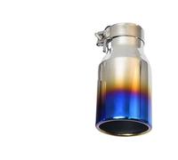 Muffler Tip Universal 1PC Car Blue Burnt Stainless Steel Exhaust End Pipe Flat Curly Edge Muffler Tip Stainless Steel Exhaust Pipes(IN 57 Out 101 mm)