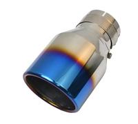 Muffler Tip Universal 1PC Car Blue Burnt Stainless Steel Exhaust End Pipe Flat Curly Edge Muffler Tip Stainless Steel Exhaust Pipes(IN 57 Out 89 mm)