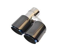 Muffler Tip Universal Burnt Blue Car Double Muffler Tip Glossy Fiber Carbon Modification Tail Pipe Stainless Steel Exhaust Pipes(60mm-89mm-Right)