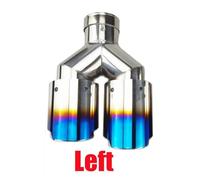 Muffler Tips 1 piece Car Universal Dual End Pipe Blue Stainless Steel Exhaust Tip Double End Pipe for BMW(L 63MM IN 89MM OUT)