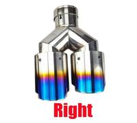 Muffler Tips 1 piece Car Universal Dual End Pipe Blue Stainless Steel Exhaust Tip Double End Pipe for TOYOTA(R 54MM IN 101MM OUT)
