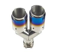 Muffler Tips 1 piece Car Universal Dual End Pipe Blue Stainless Steel Exhaust Tip Double End Pipe for BMW Car tailpipe(L 51MM IN 89MM OUT)