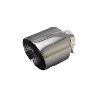 Muffler Tips Polish Black Stainless Steel Exhaust Throat tip 63mm inlet 127mm Slant Outlet Universal Muffler Tail Pipe Nozzle with holes