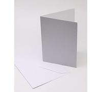 Mufira Pearlescent A5 Pearlised 300gsm Quality Greeting Cards with Envelopes Perfect for Card Making - Pack of 10 (Silver Titanium)
