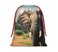 MUFLVDX African Elephant Print Christmas Gift Bags,Multi Purpose Drawstring Gift Pouches,For Xmas,Weddings,Parties,Gifts,Candy