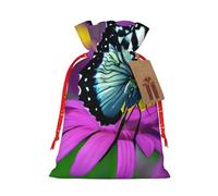 Muflvdx Butterfly On Daisy Flower Print Sacks Drawstring Bags,Gift Bags Reusable Easy To Wrap,For Birthdays,Holidays,Christmas Bags