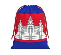 MUFLVDX Cambodia Flag Print Christmas Gift Bags,Multi Purpose Drawstring Gift Pouches,For Xmas,Weddings,Parties,Gifts,Candy
