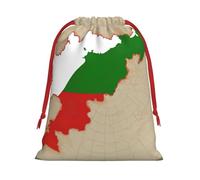 MUFLVDX Chechen Republic Flag Map Print Christmas Gift Bags,Multi Purpose Drawstring Gift Pouches,For Xmas,Weddings,Parties,Gifts,Candy